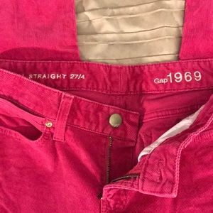 Fuschia GAP 1969 corduroy jeans.